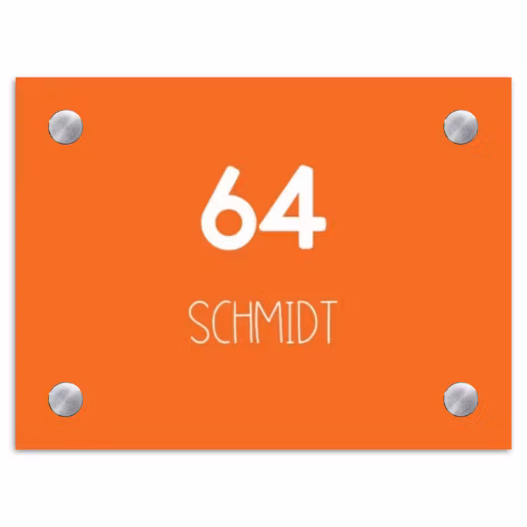 Oranje - Modern Naambord Rechthoek middel -3d