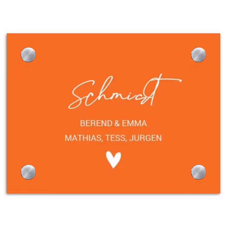 Oranje - Sierlijk Naambord Rechthoek middel -3d