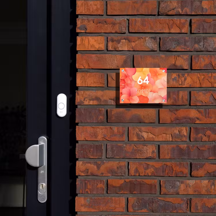 Oranje bloemenmix - Modern Naambord Rechthoek middel -sfeer1-rechthoek-S