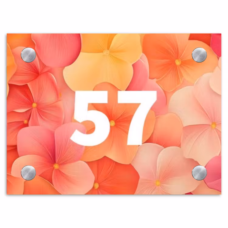 Oranje bloemenmix - Traditioneel Naambord Rechthoek middel -3d