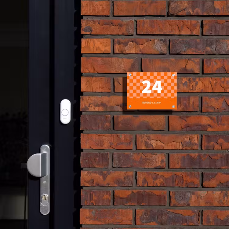 Oranje blokjes - Klassiek Naambord Rechthoek middel -sfeer1-rechthoek-S
