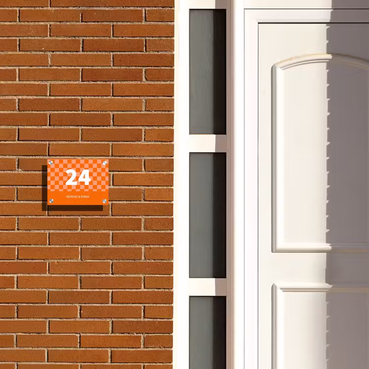 Oranje blokjes - Klassiek Naambord Rechthoek middel -sfeer3-rechthoek-S