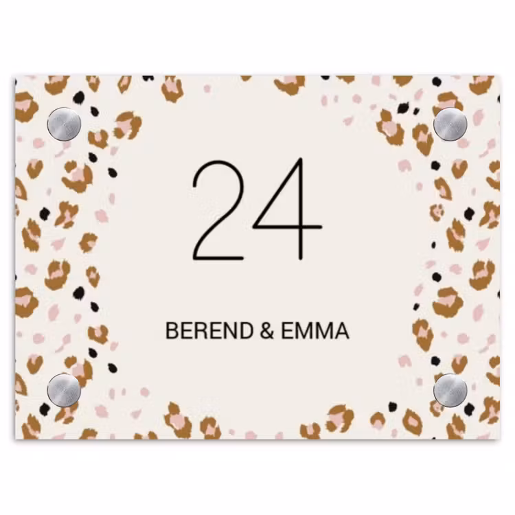 Panterprint rand - Klassiek Naambord Rechthoek middel -3d