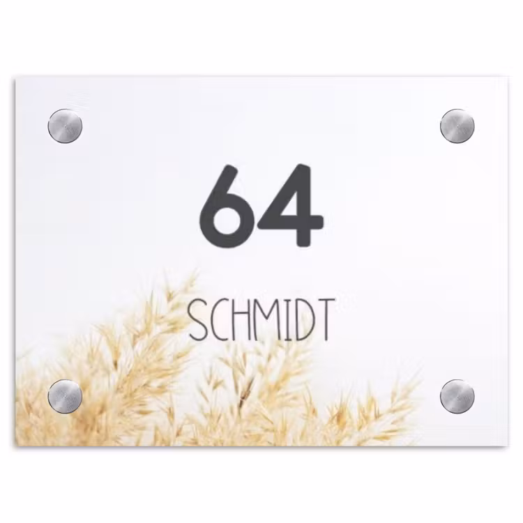 Pluimgras - Modern Naambord Rechthoek middel -3d