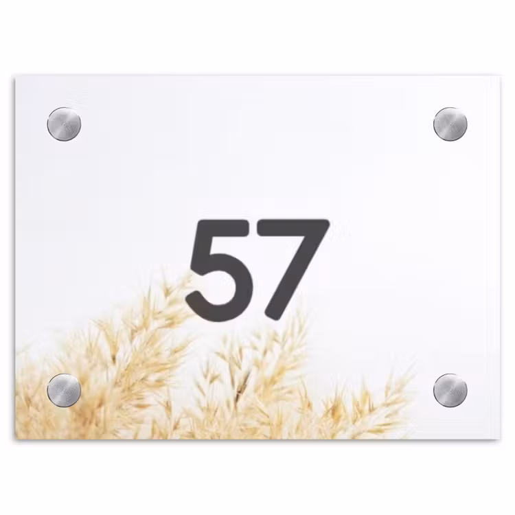 Pluimgras - Traditioneel Naambord Rechthoek middel -3d