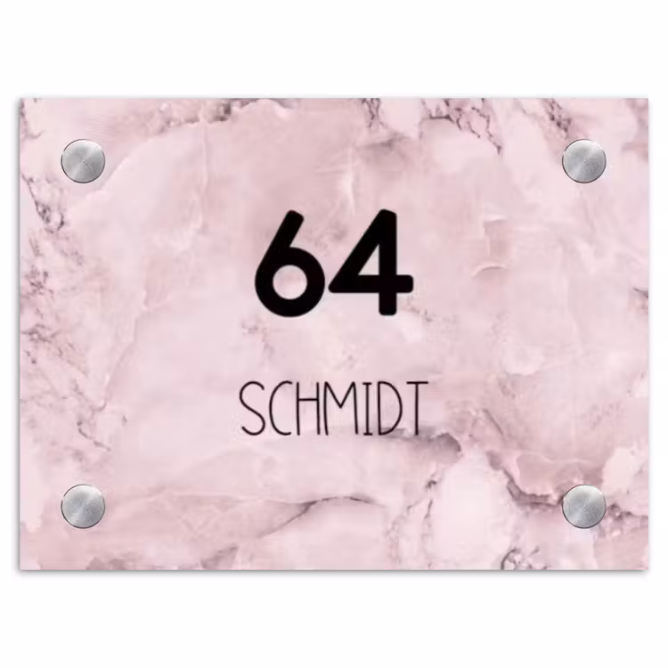 Roze marmer - Modern Naambord Rechthoek middel -3d
