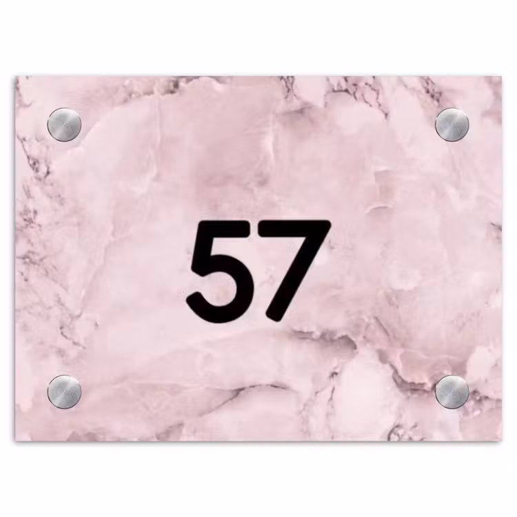 Roze marmer - Traditioneel Naambord Rechthoek middel -3d