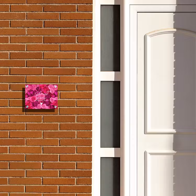 Roze rozen - Sierlijk Naambord Rechthoek middel -sfeer3-rechthoek-S