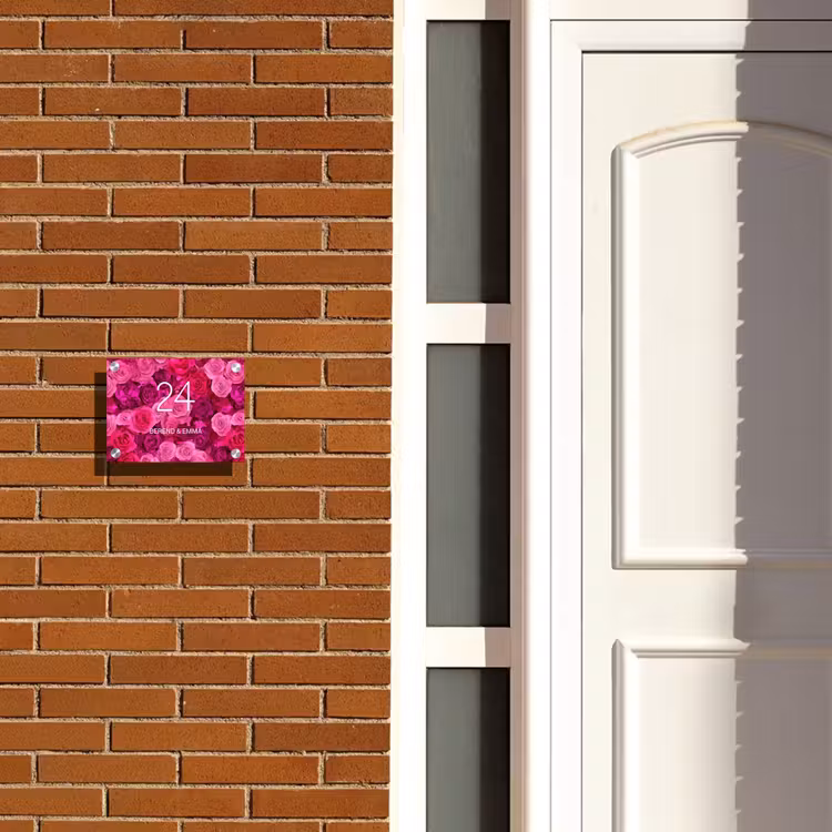 Roze rozen - Klassiek Naambord Rechthoek middel -sfeer3-rechthoek-S