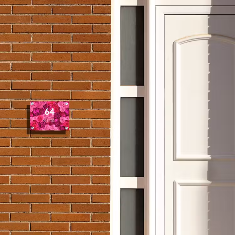 Roze rozen - Modern Naambord Rechthoek middel -sfeer3-rechthoek-S