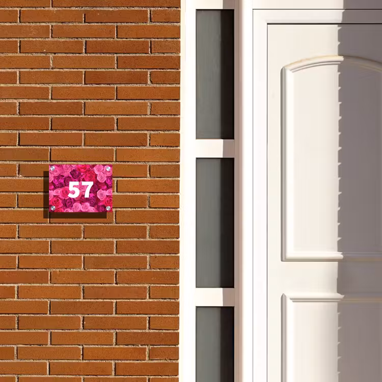 Roze rozen - Traditioneel Naambord Rechthoek middel -sfeer3-rechthoek-S