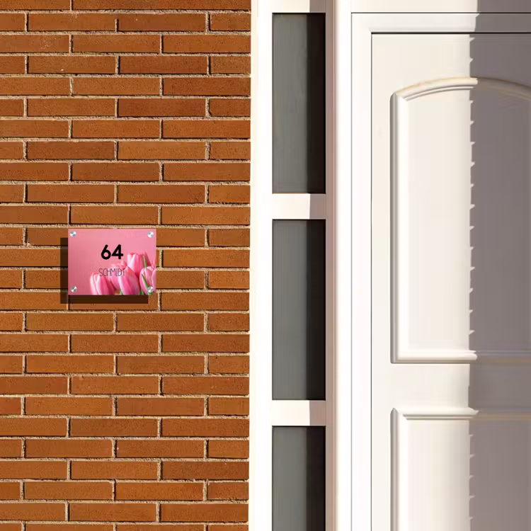 Roze tulpen - Modern Naambord Rechthoek middel -sfeer3-rechthoek-S