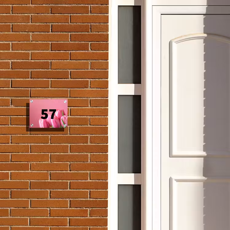 Roze tulpen - Traditioneel Naambord Rechthoek middel -sfeer3-rechthoek-S