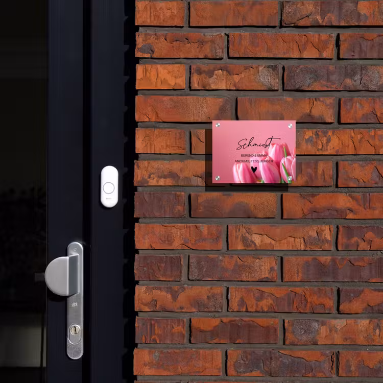 Roze tulpen - Sierlijk Naambord Rechthoek middel -sfeer1-rechthoek-S