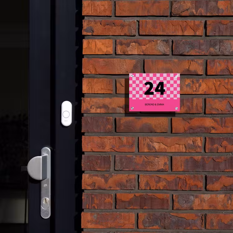 Roze blokjes - Klassiek Naambord Rechthoek middel -sfeer1-rechthoek-S