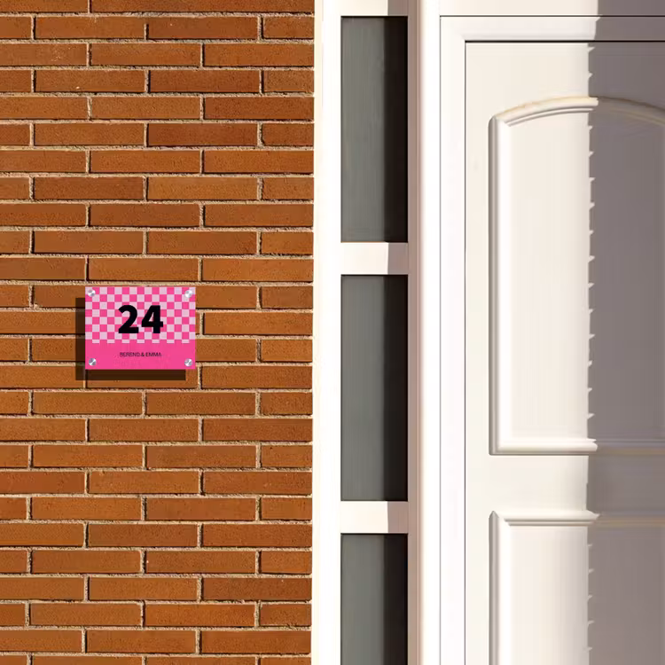 Roze blokjes - Klassiek Naambord Rechthoek middel -sfeer3-rechthoek-S