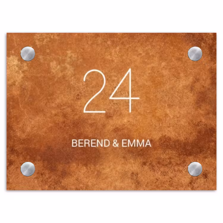 Roest - Klassiek Naambord Rechthoek middel -3d