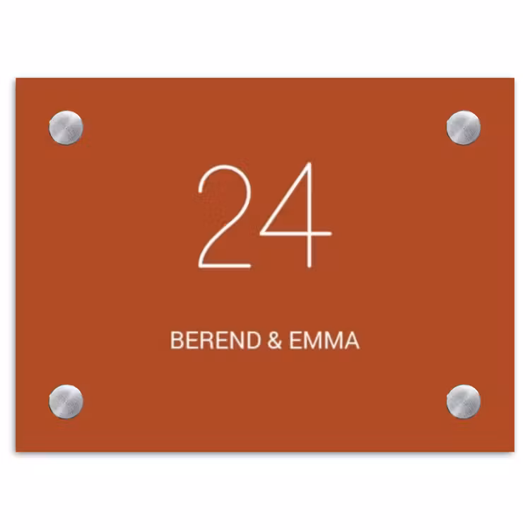 Roestbruin - Klassiek Naambord Rechthoek middel -3d