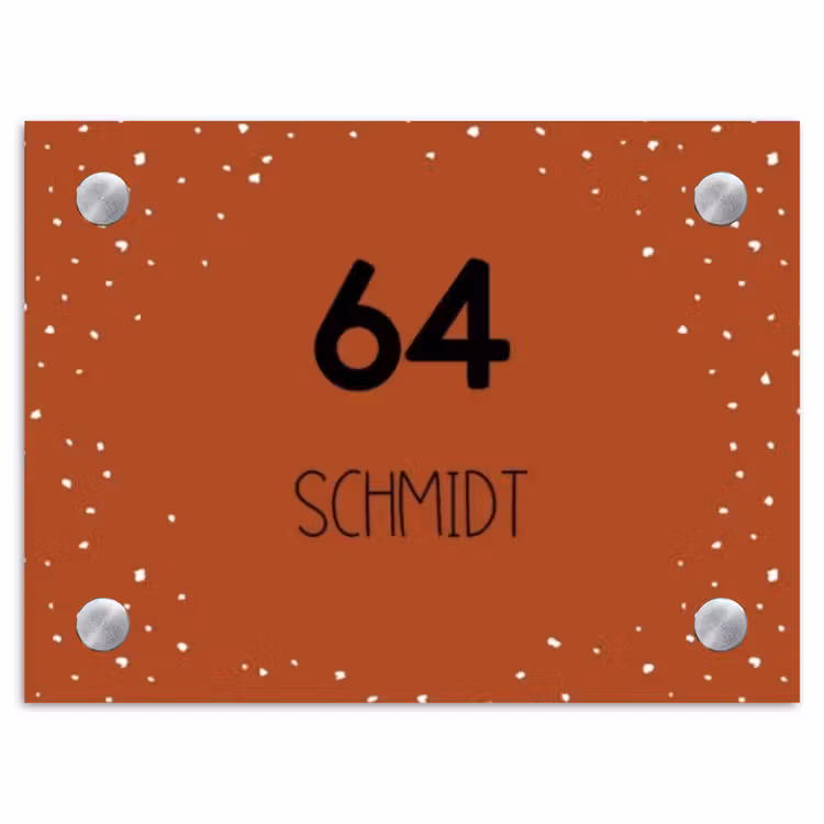 Roestbruin met stippen - Modern Naambord Rechthoek middel -3d