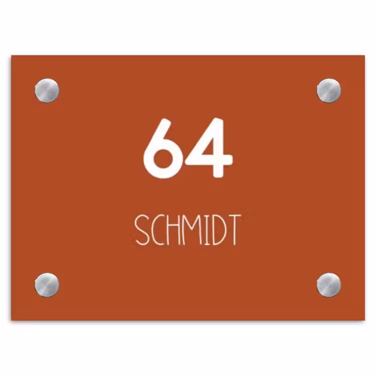 Roestbruin - Modern Naambord Rechthoek middel -3d