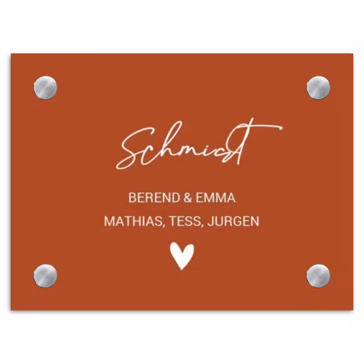 Roestbruin - Sierlijk Naambord Rechthoek middel -3d