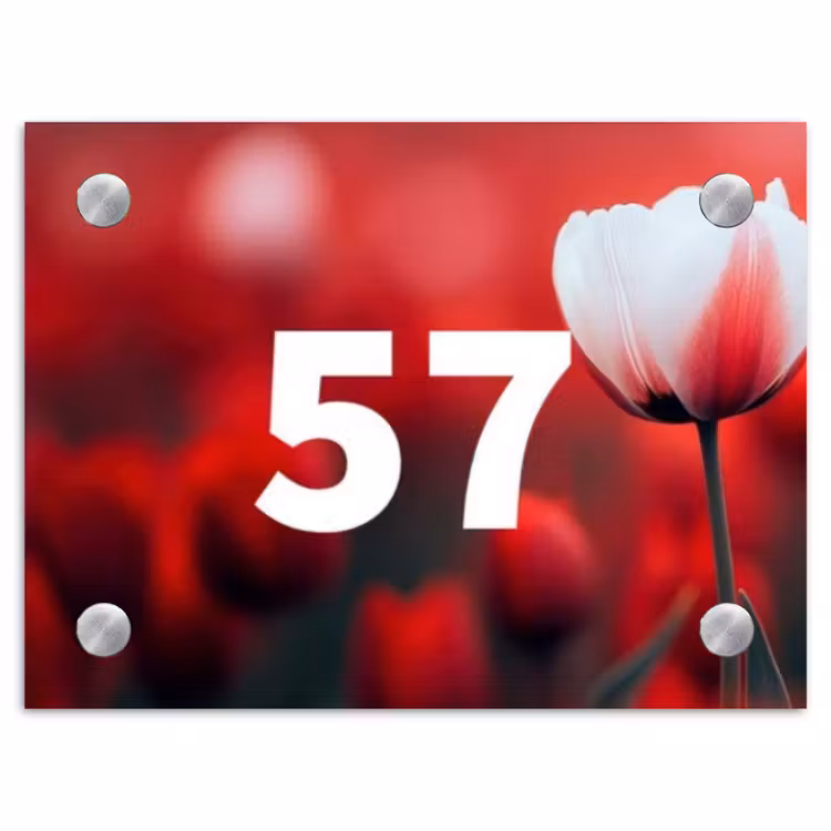 Rode tulpen - Traditioneel Naambord Rechthoek middel -3d