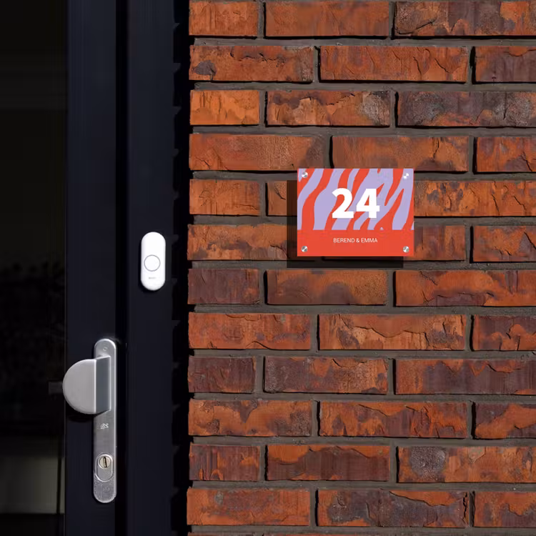 Rood paars zebra - Klassiek Naambord Rechthoek middel -sfeer1-rechthoek-S