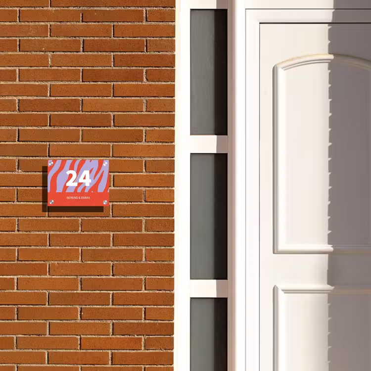 Rood paars zebra - Klassiek Naambord Rechthoek middel -sfeer3-rechthoek-S