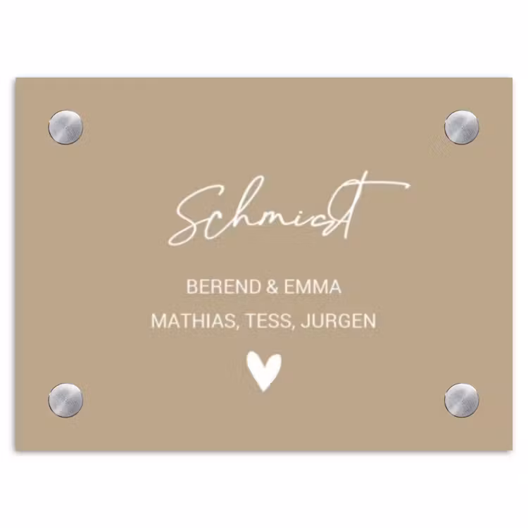 Zandkleur - Sierlijk Naambord Rechthoek middel -3d