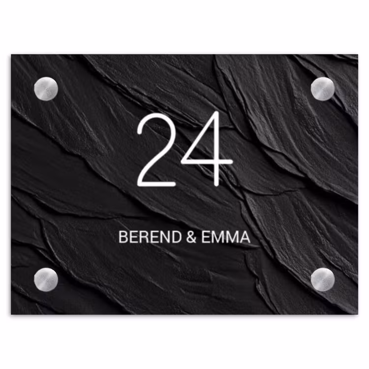 Leisteen - Klassiek Naambord Rechthoek middel -3d