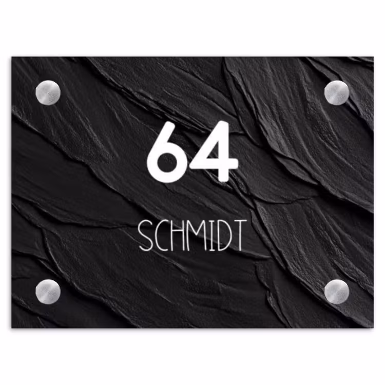 Leisteen - Modern Naambord Rechthoek middel -3d
