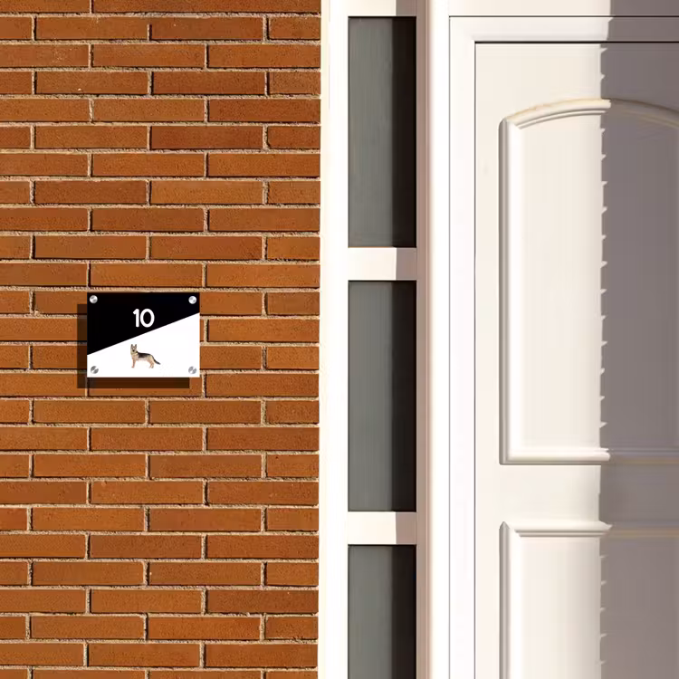 Zwart wit - Huisdier - Duitse herder Naambord Rechthoek middel -sfeer3-rechthoek-S