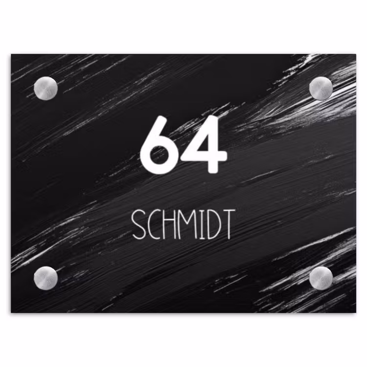 Zwarte verftextuur - Modern Naambord Rechthoek middel -3d