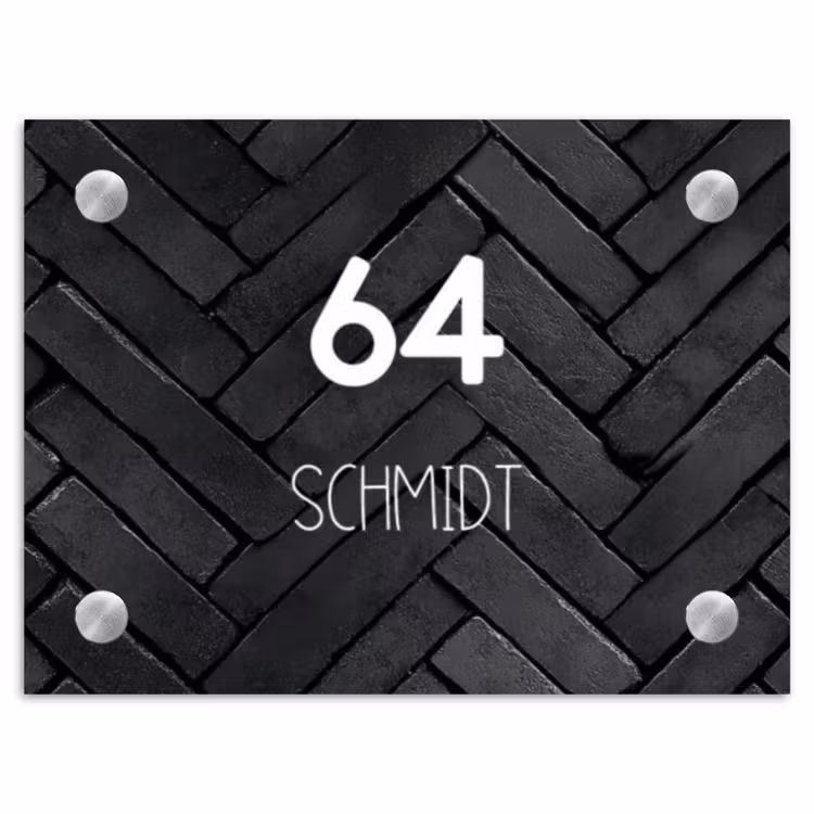 Zwarte tegels - Modern Naambord Rechthoek middel -3d
