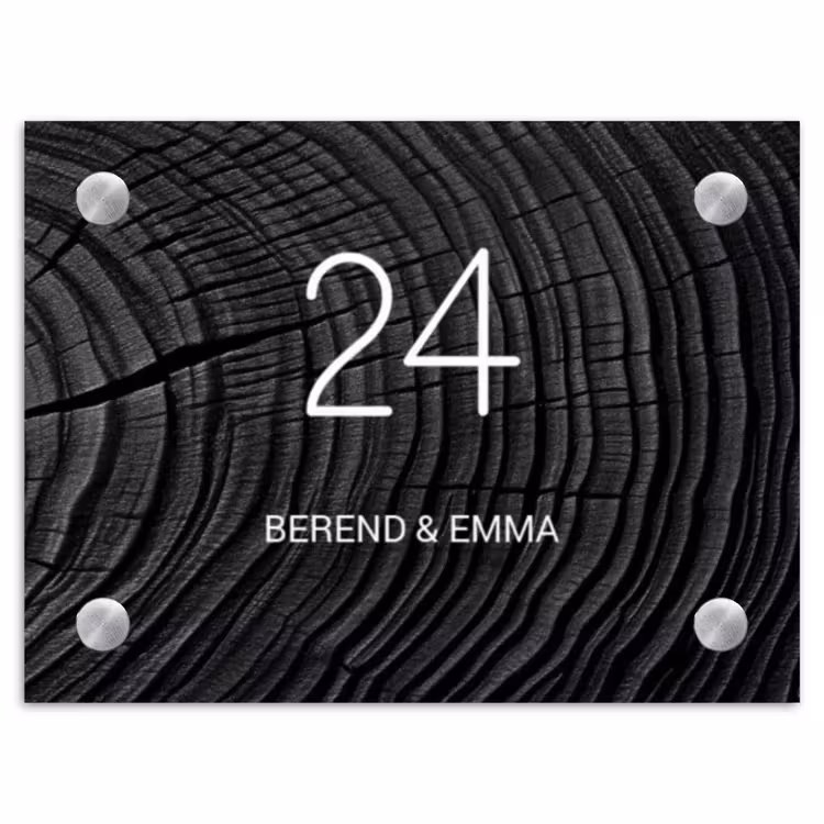 Zwart houtnerf - Klassiek Naambord Rechthoek middel -3d