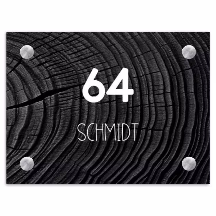 Zwart houtnerf - Modern Naambord Rechthoek middel -3d