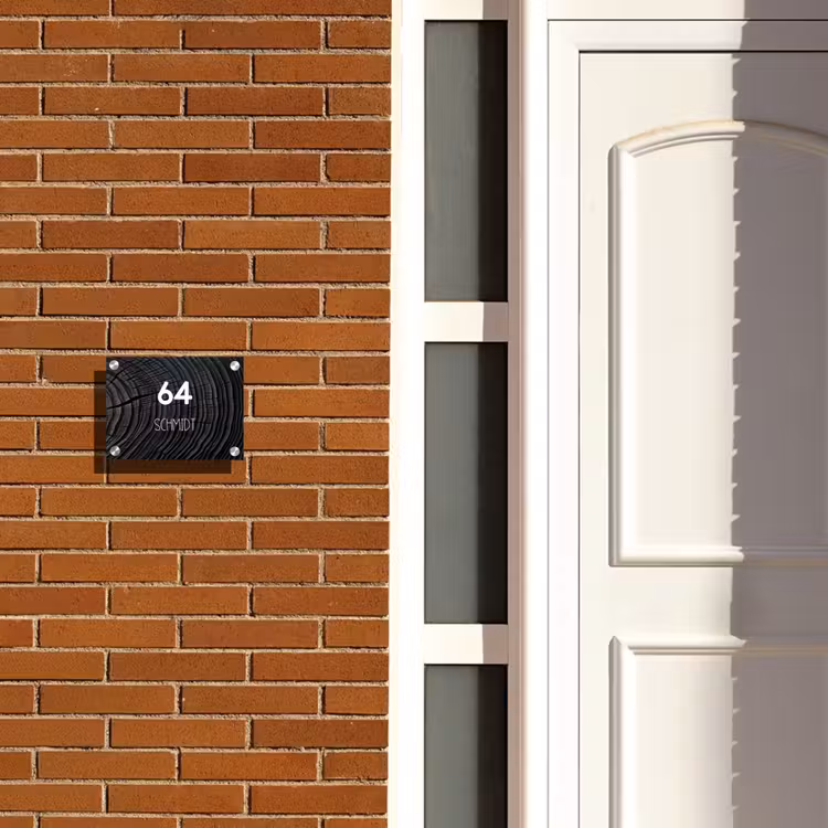 Zwart houtnerf - Modern Naambord Rechthoek middel -sfeer3-rechthoek-S