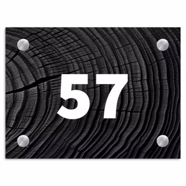 Zwart houtnerf - Traditioneel Naambord Rechthoek middel -3d