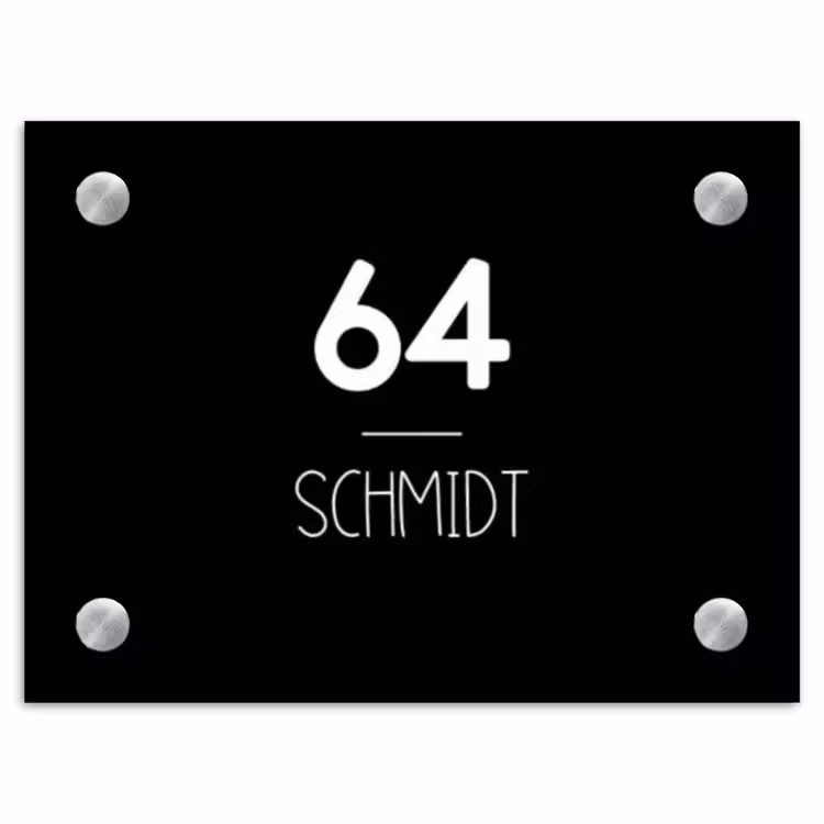 Zwart vlak - Modern Naambord Rechthoek middel -3d