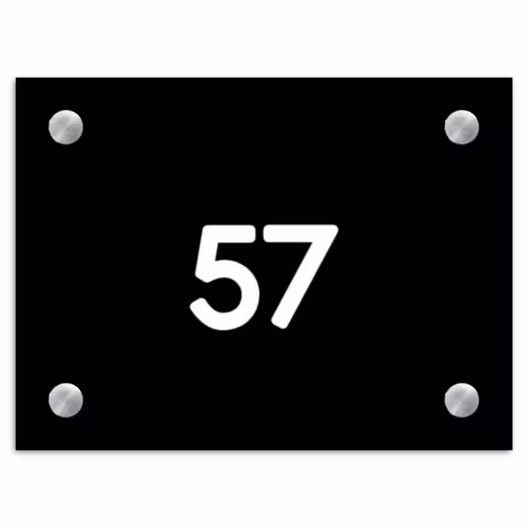 Zwart vlak - Traditioneel Naambord Rechthoek middel -3d