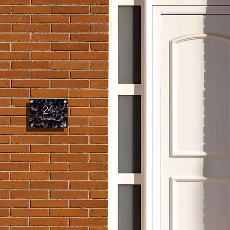 Zwarte rozen - Klassiek Naambord Rechthoek middel -sfeer3-rechthoek-S
