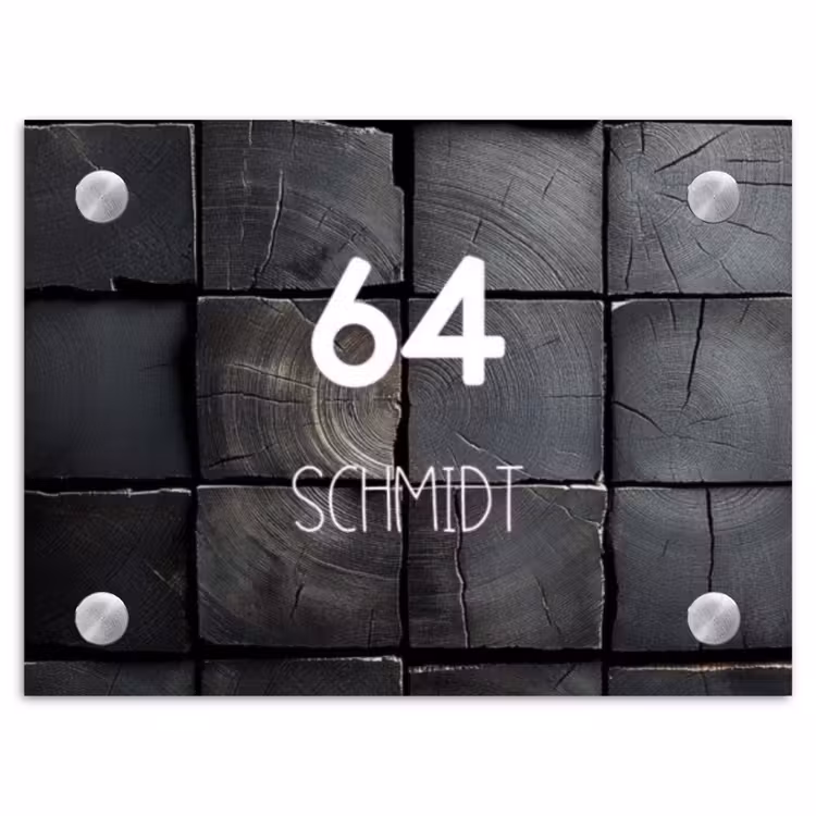 Zwarte houtblokken - Modern Naambord Rechthoek middel -3d