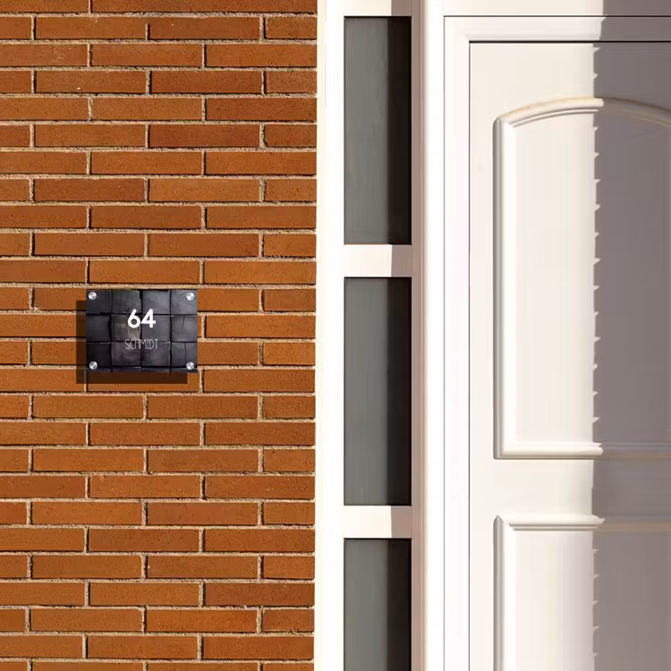Zwarte houtblokken - Modern Naambord Rechthoek middel -sfeer3-rechthoek-S