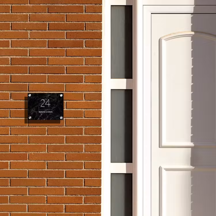 Zwarte marmer - Klassiek Naambord Rechthoek middel -sfeer3-rechthoek-S
