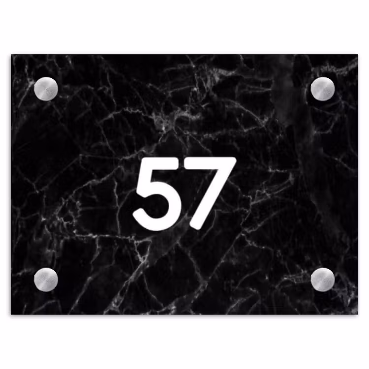 Zwarte marmer - Traditioneel Naambord Rechthoek middel -3d