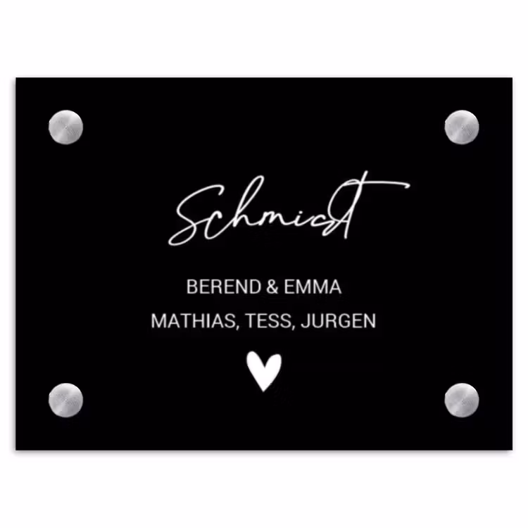 Zwart vlak - Sierlijk Naambord Rechthoek middel -3d