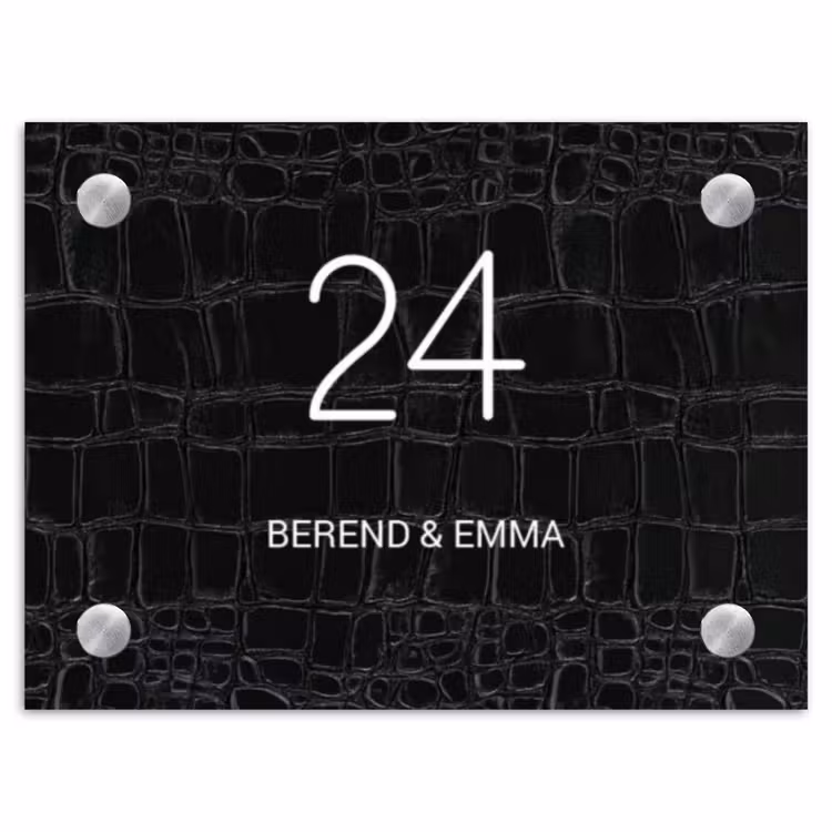 Zwart krokodillenleertextuur - Klassiek Naambord Rechthoek middel -3d