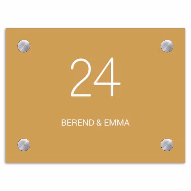 Mosterdgeel - Klassiek Naambord Rechthoek middel -3d
