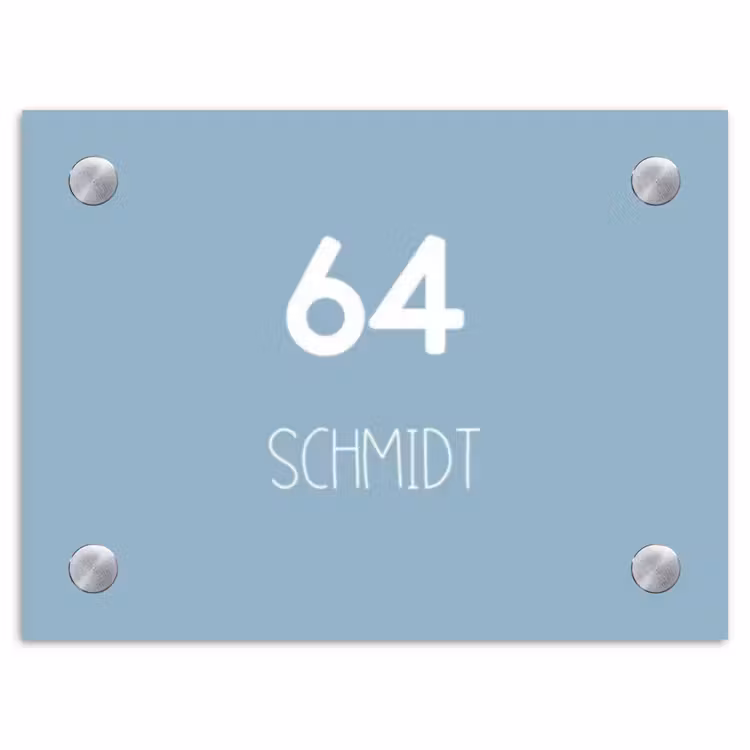 Effen - Lichtblauw - Modern Naambord Rechthoek middel -3d