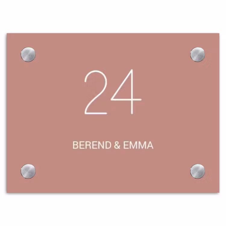 Effen oudroze - Klassiek Naambord Rechthoek middel -3d